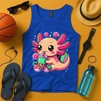 Axolotl Boba Tea Kawaii Neko Japanese Bubble Tea Tank Top thumb 4