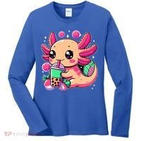 Axolotl Boba Tea Kawaii Neko Japanese Bubble Tea Women's Long Sleeve Shirt thumb 0