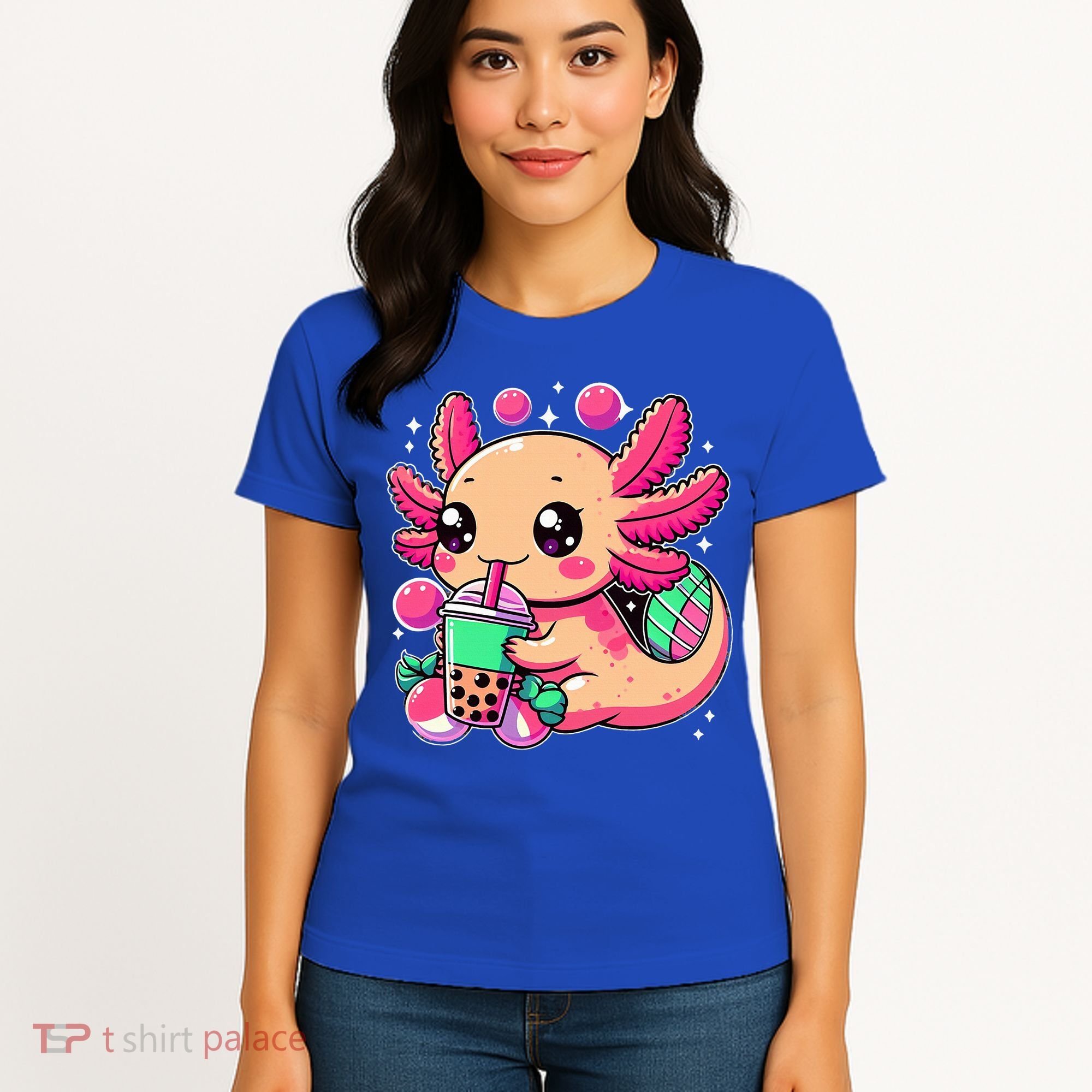 Axolotl Boba Tea Kawaii Neko Japanese Bubble Tea Women's T-Shirt