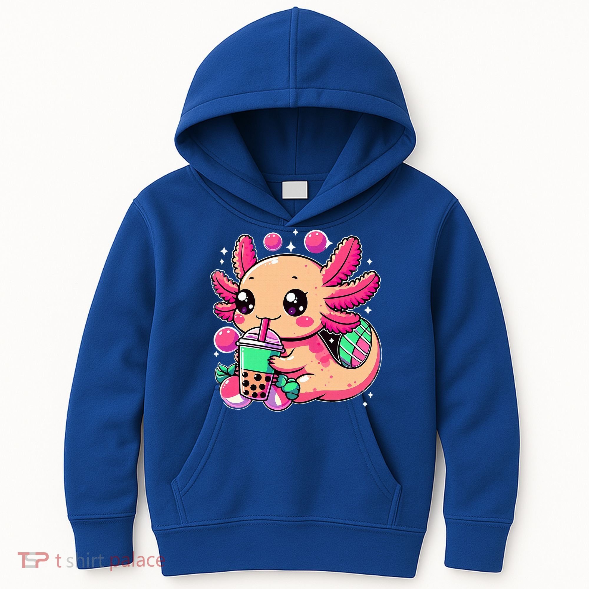 Axolotl Boba Tea Kawaii Neko Japanese Bubble Tea Kids Hoodie