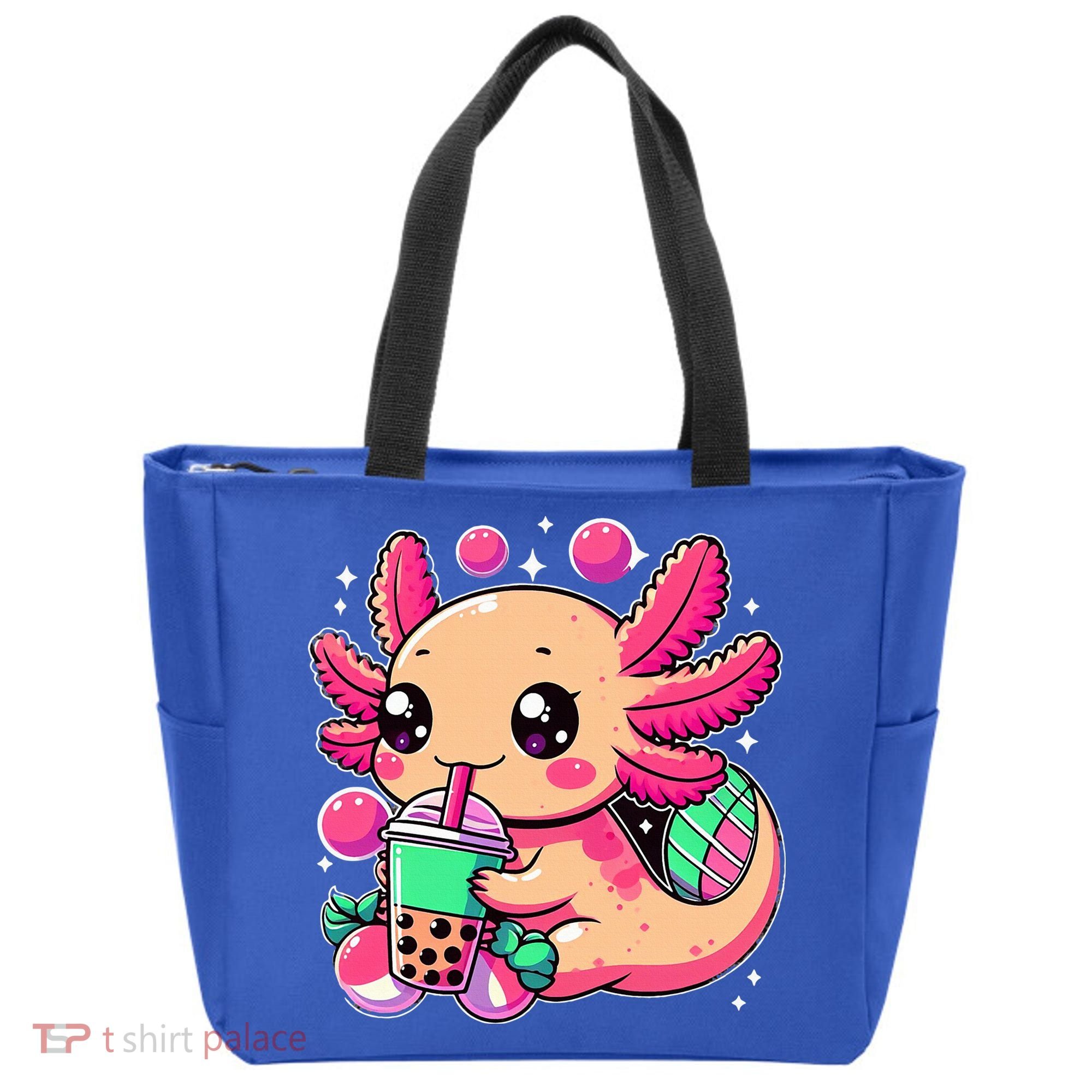 Axolotl Boba Tea Kawaii Neko Japanese Bubble Tea Tote Bag