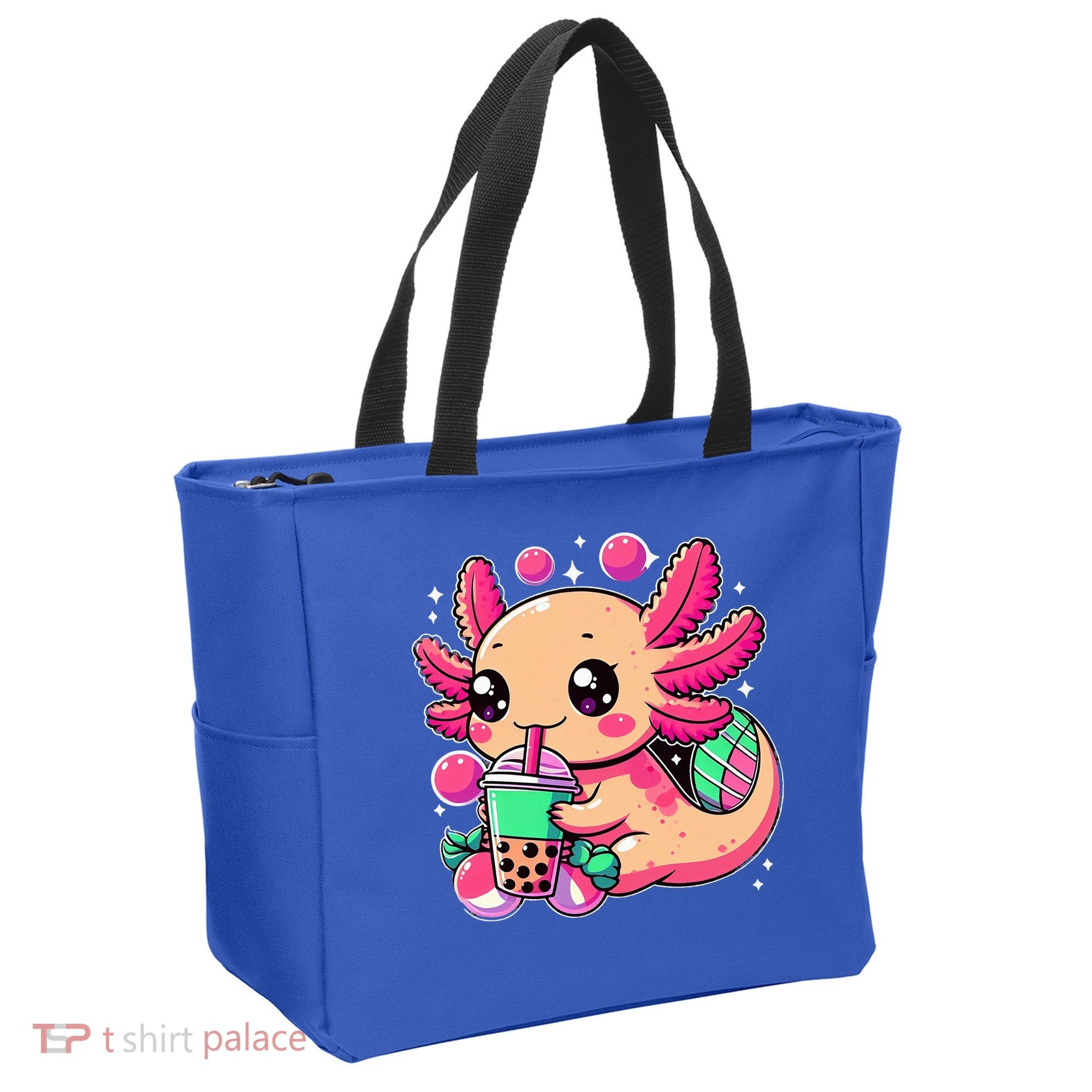 Axolotl Boba Tea Kawaii Neko Japanese Bubble Tea Tote Bag