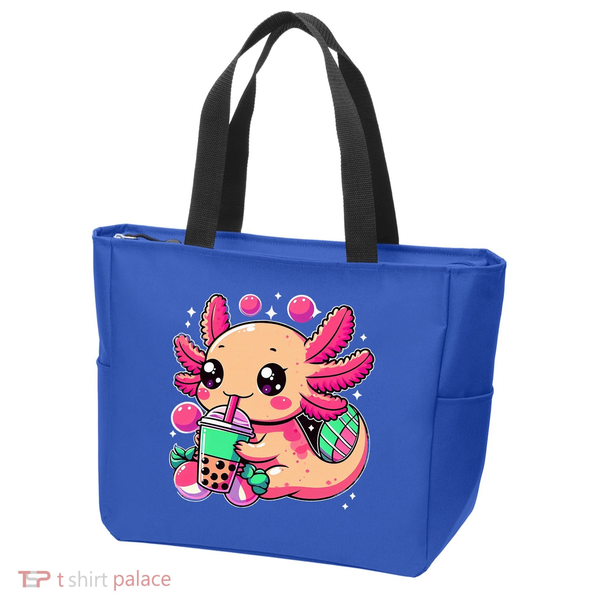 Axolotl Boba Tea Kawaii Neko Japanese Bubble Tea Tote Bag
