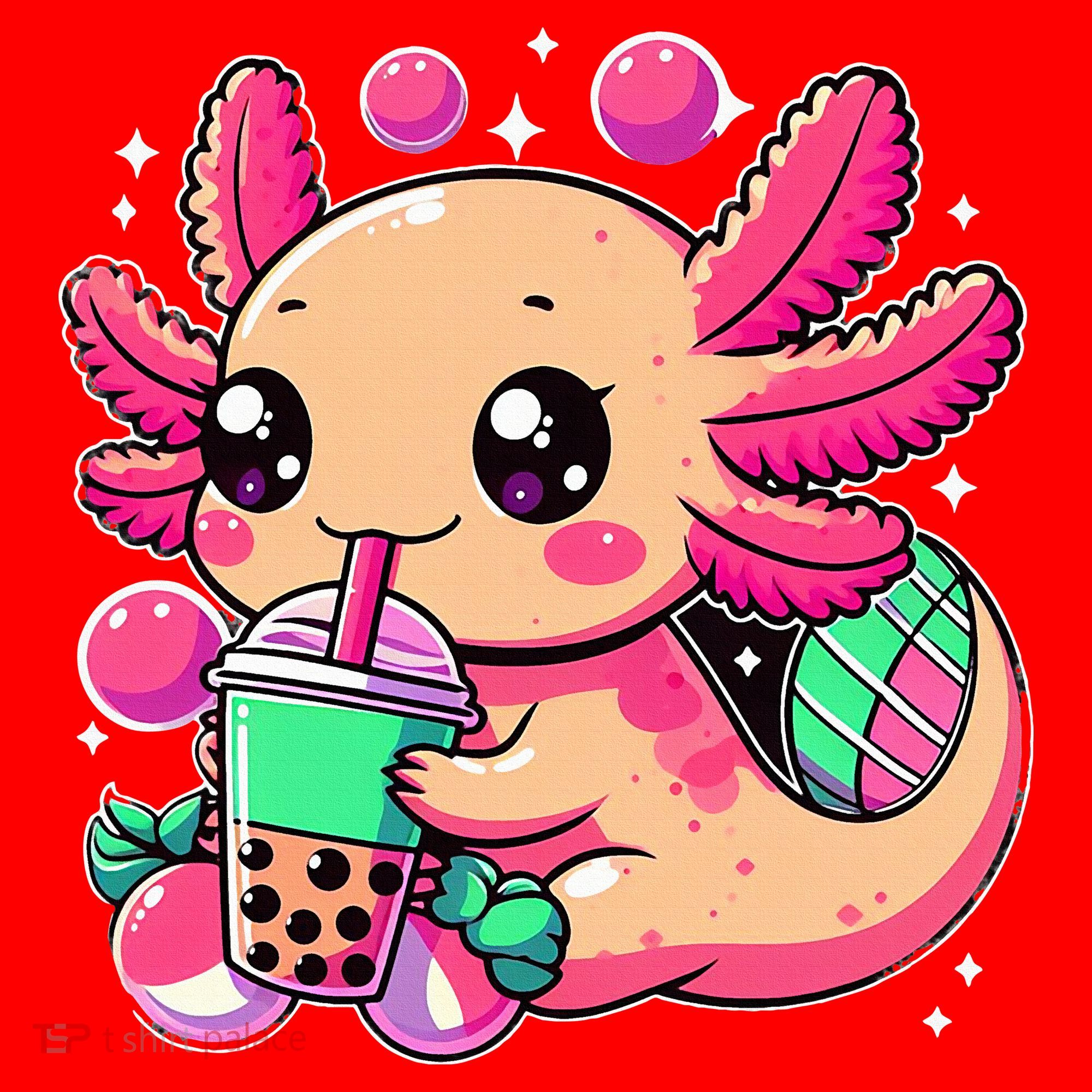 Axolotl Boba Tea Kawaii Neko Japanese Bubble Tea Santa Hat
