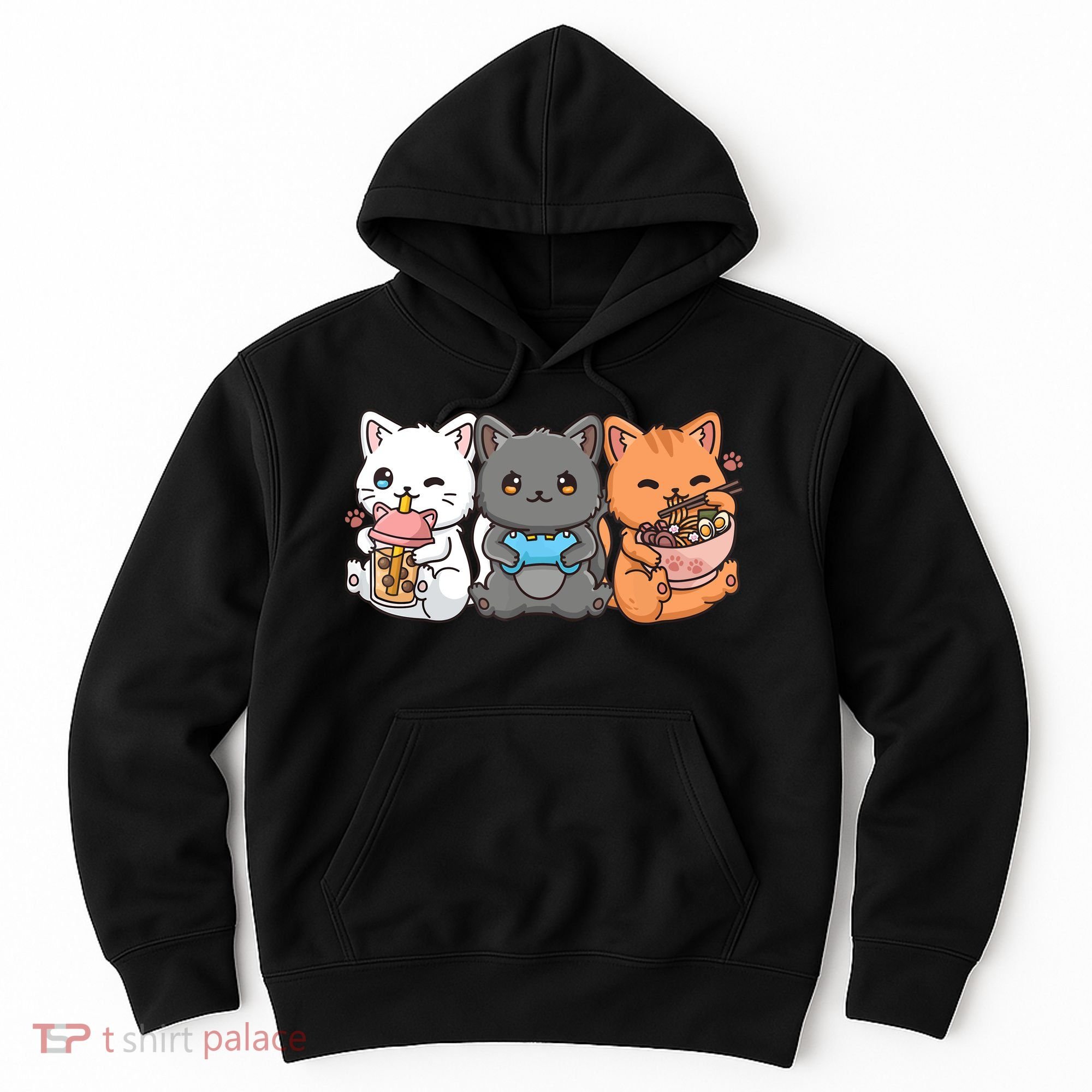 Anime Boba Tea Bubble Tea Gaming Gamer Ramen Cat Hoodie