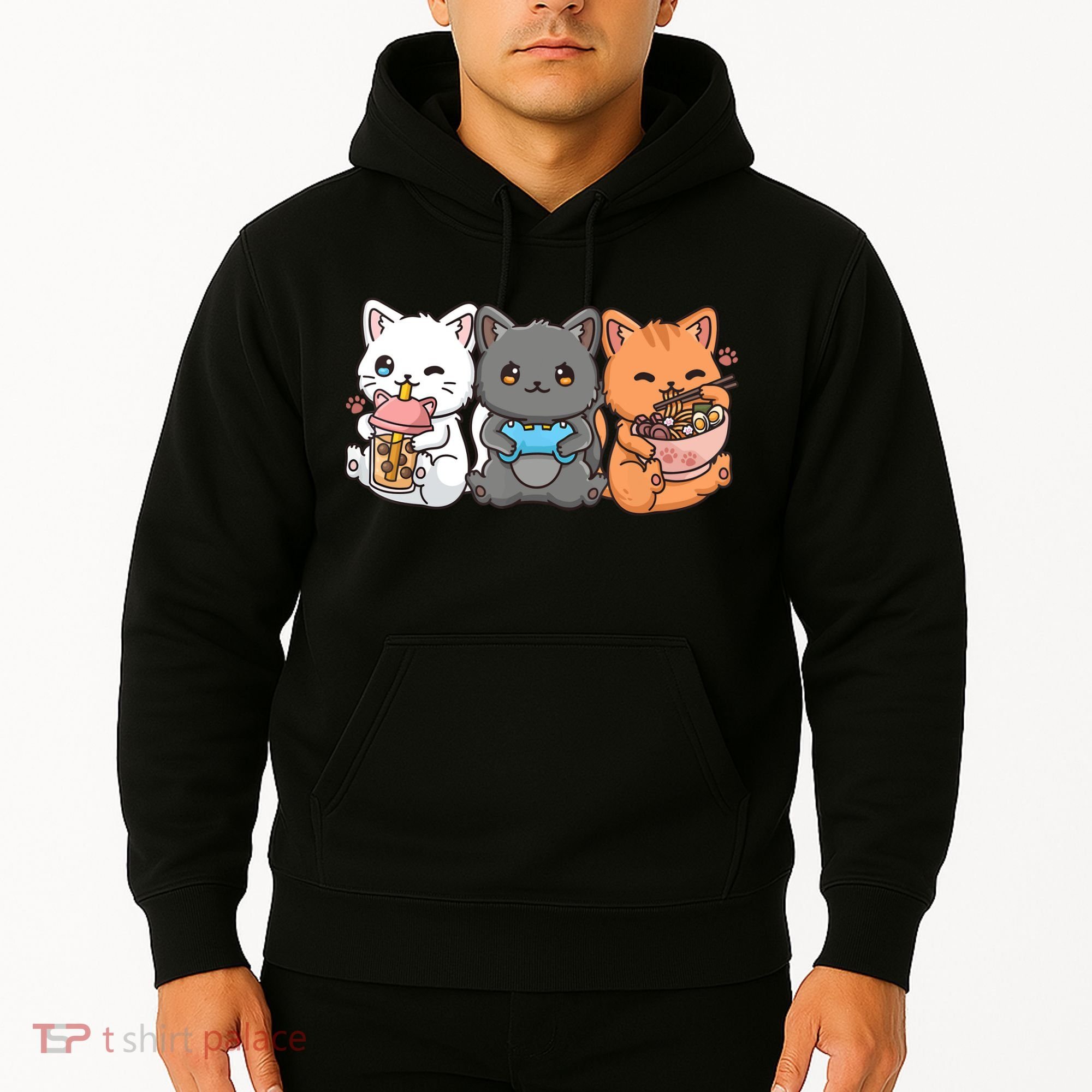 Anime Boba Tea Bubble Tea Gaming Gamer Ramen Cat Hoodie