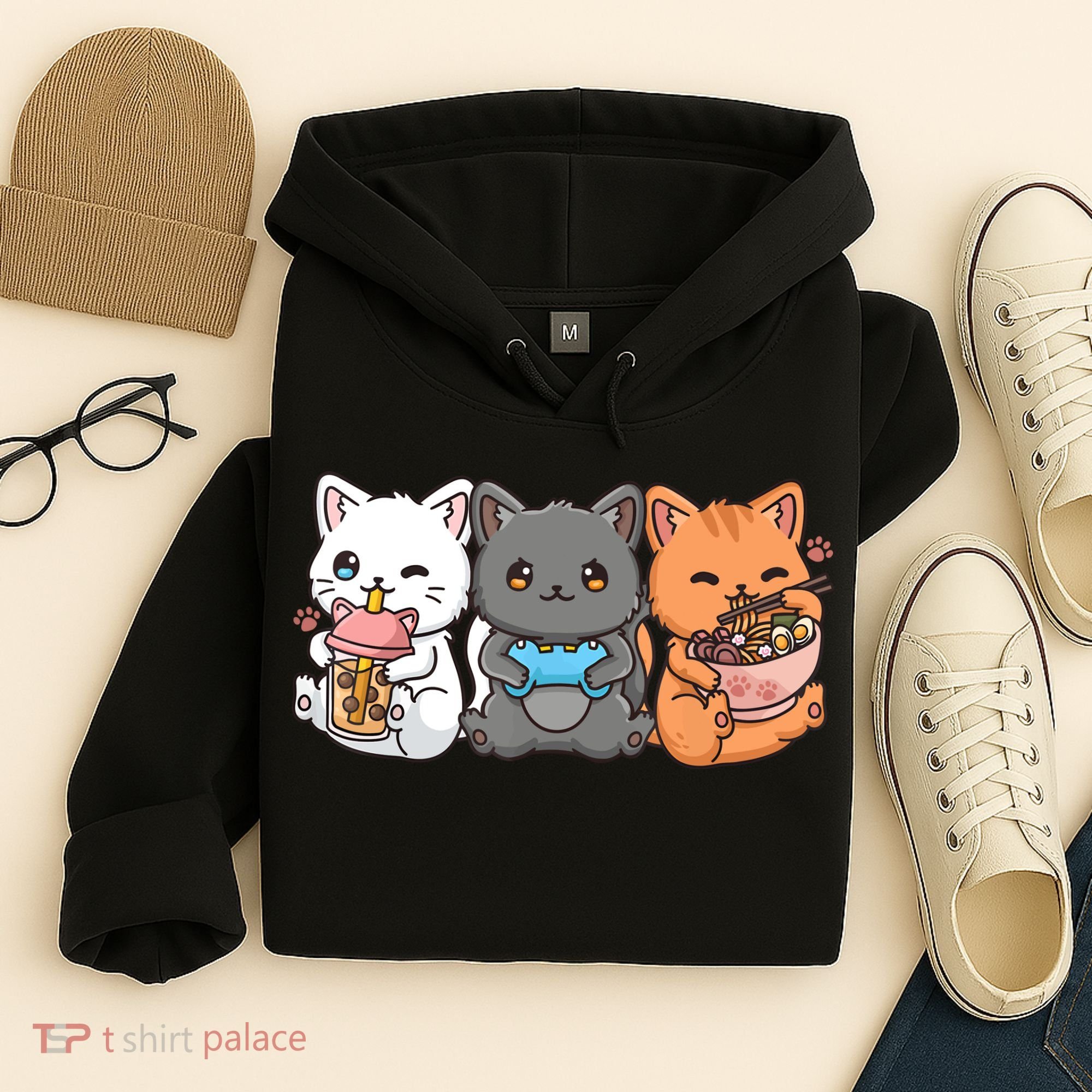 Anime Boba Tea Bubble Tea Gaming Gamer Ramen Cat Hoodie