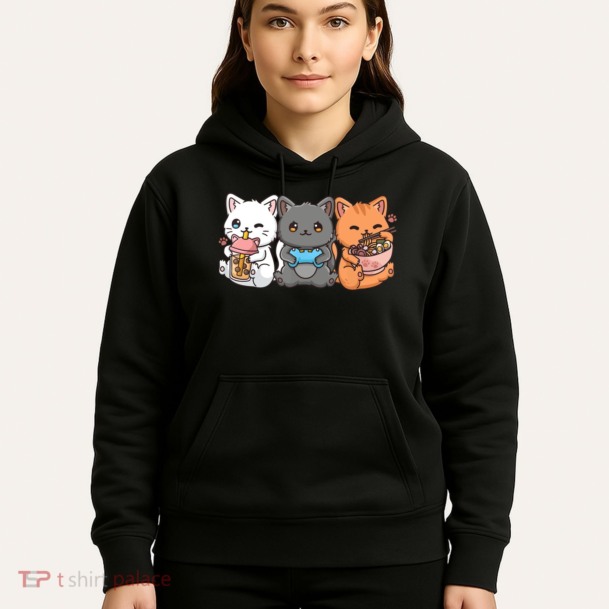 Anime Boba Tea Bubble Tea Gaming Gamer Ramen Cat Hoodie