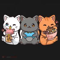 Anime Boba Tea Bubble Tea Gaming Gamer Ramen Cat Long Sleeve Shirt thumb 2