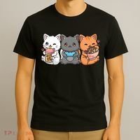 Anime Boba Tea Bubble Tea Gaming Gamer Ramen Cat T-Shirt thumb 3