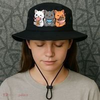 Anime Boba Tea Bubble Tea Gaming Gamer Ramen Cat Bucket Hat thumb 3