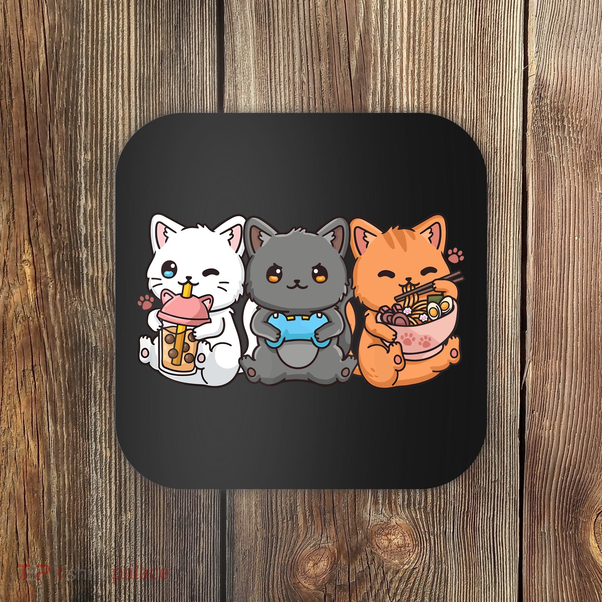Anime Boba Tea Bubble Tea Gaming Gamer Ramen Cat Coaster