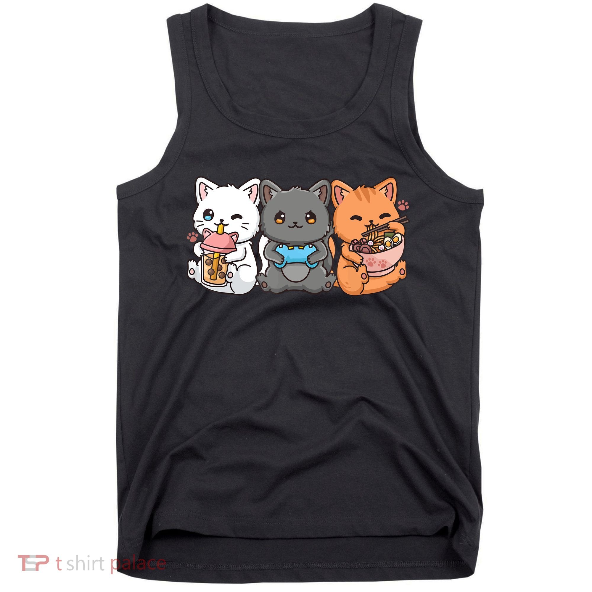 Anime Boba Tea Bubble Tea Gaming Gamer Ramen Cat Tank Top