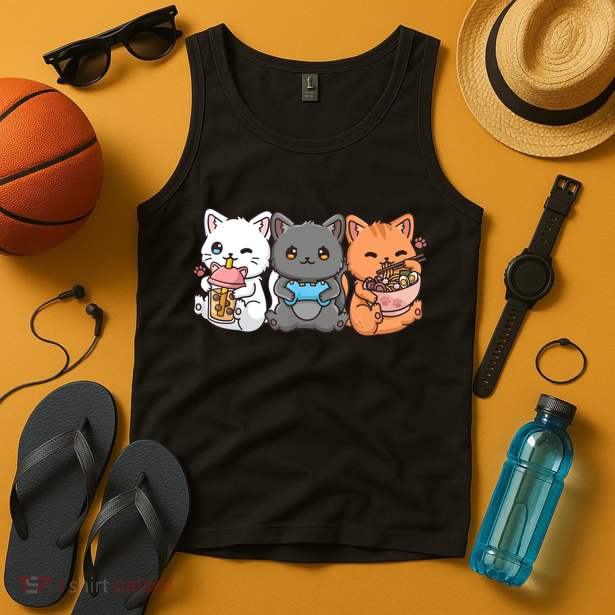 Anime Boba Tea Bubble Tea Gaming Gamer Ramen Cat Tank Top