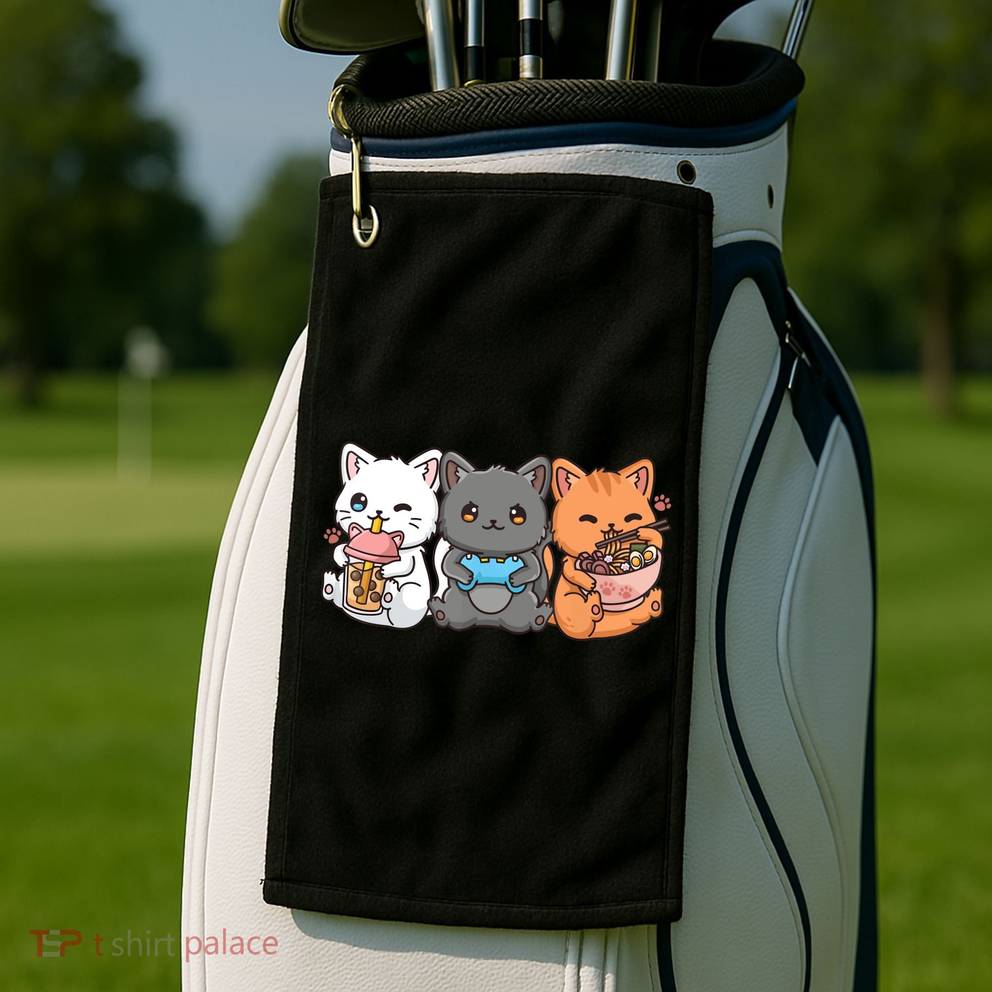 Anime Boba Tea Bubble Tea Gaming Gamer Ramen Cat Golf Towel
