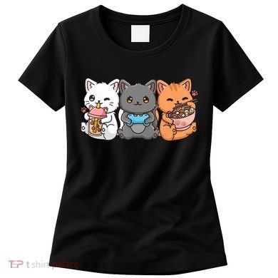 Anime Boba Tea Bubble Tea Gaming Gamer Ramen Cat Women's T-Shirt