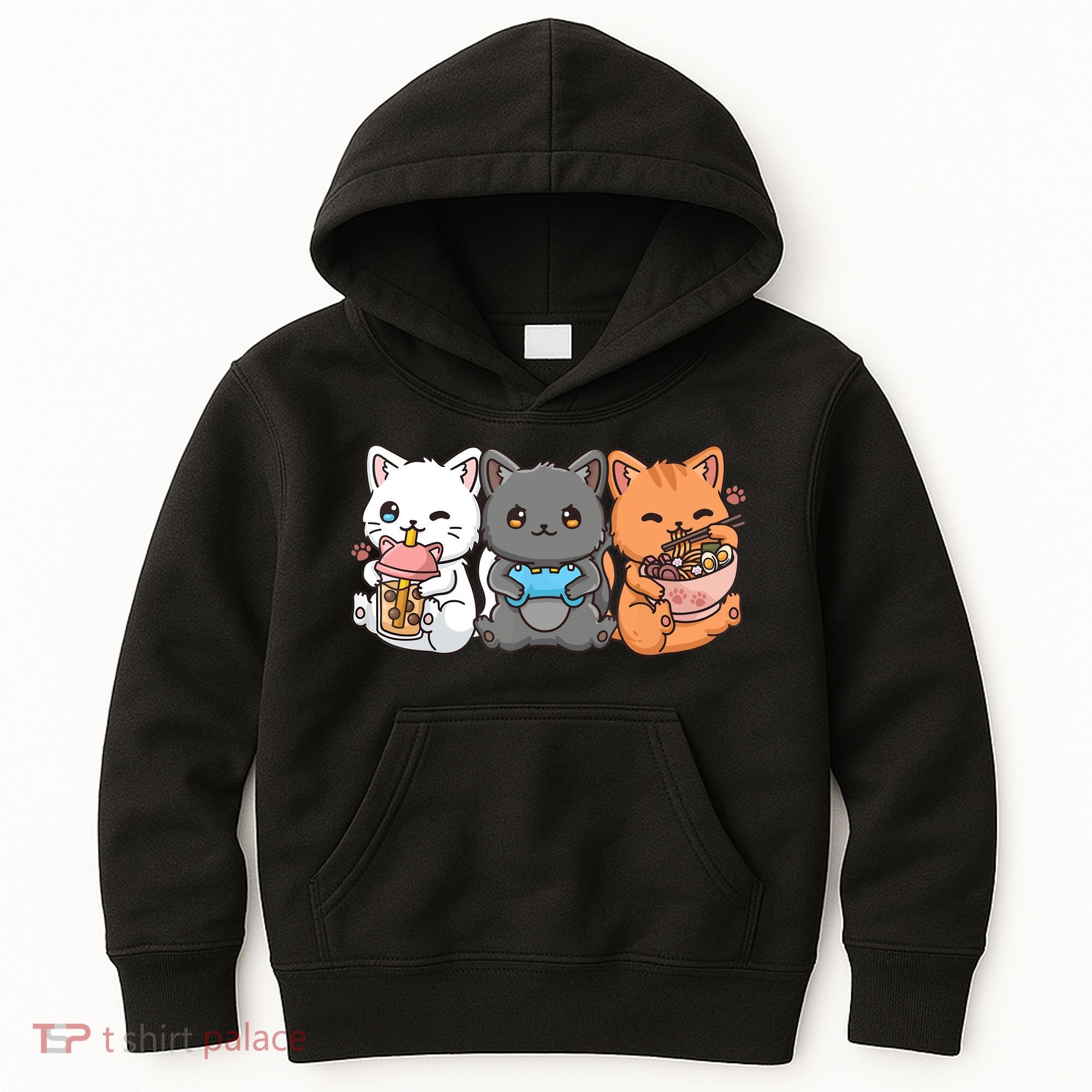 Anime Boba Tea Bubble Tea Gaming Gamer Ramen Cat Kids Hoodie