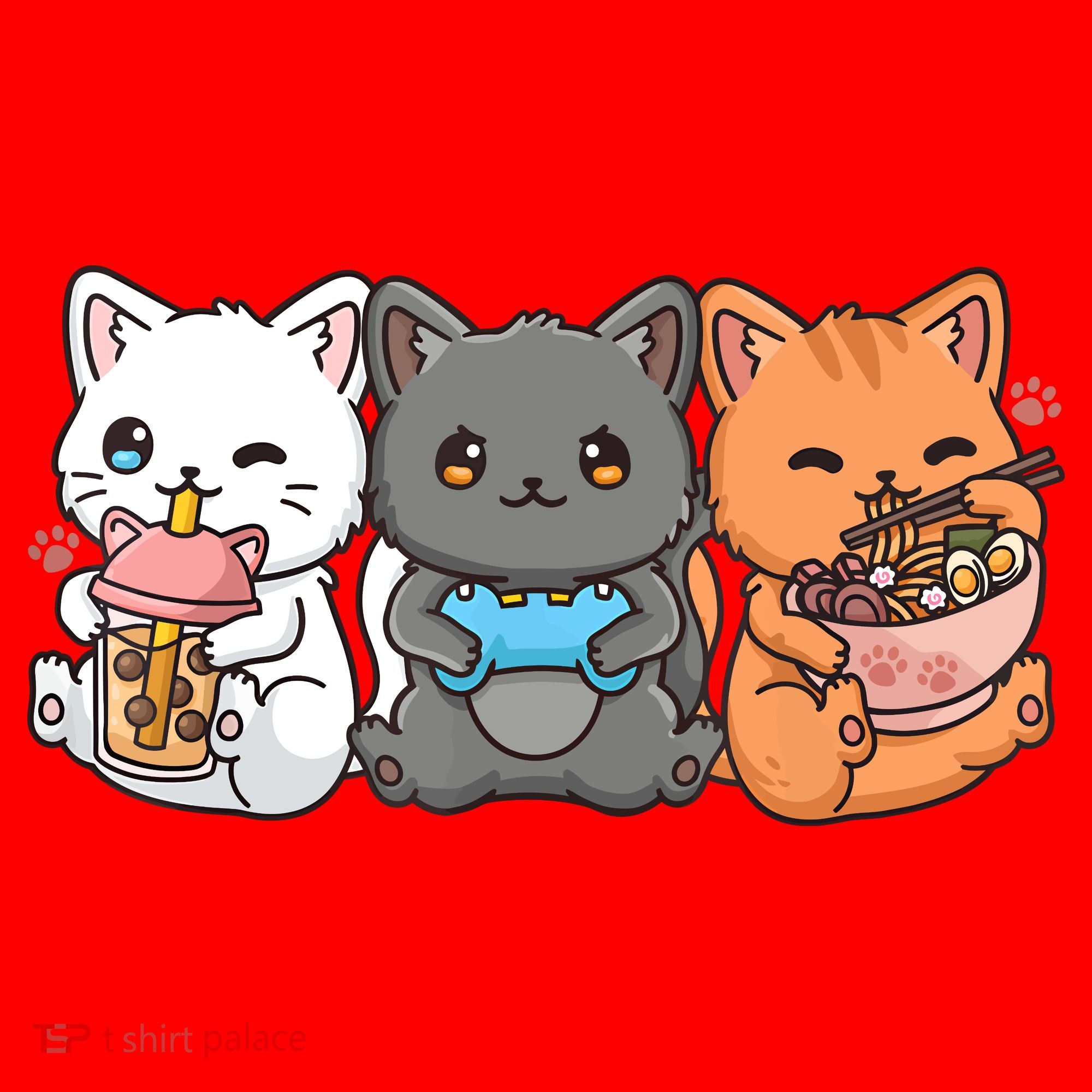 Anime Boba Tea Bubble Tea Gaming Gamer Ramen Cat Santa Hat