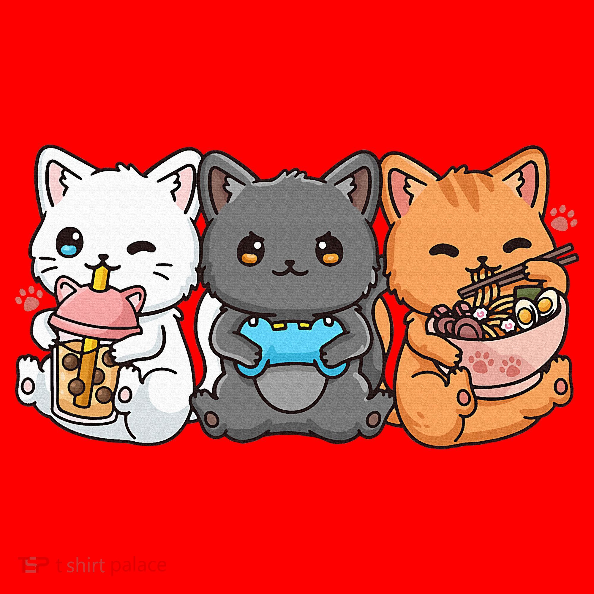 Anime Boba Tea Bubble Tea Gaming Gamer Ramen Cat Santa Hat