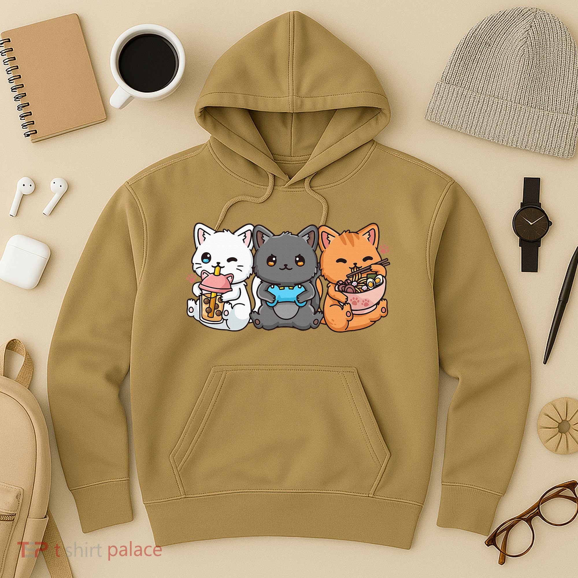Anime Boba Tea Bubble Tea Gaming Gamer Ramen Cat Hoodie