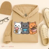 Anime Boba Tea Bubble Tea Gaming Gamer Ramen Cat Hoodie thumb 4