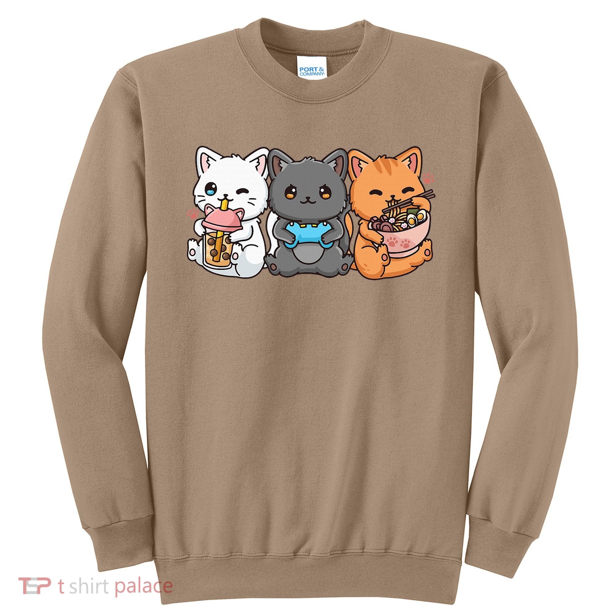 Anime Boba Tea Bubble Tea Gaming Gamer Ramen Cat Sweatshirt