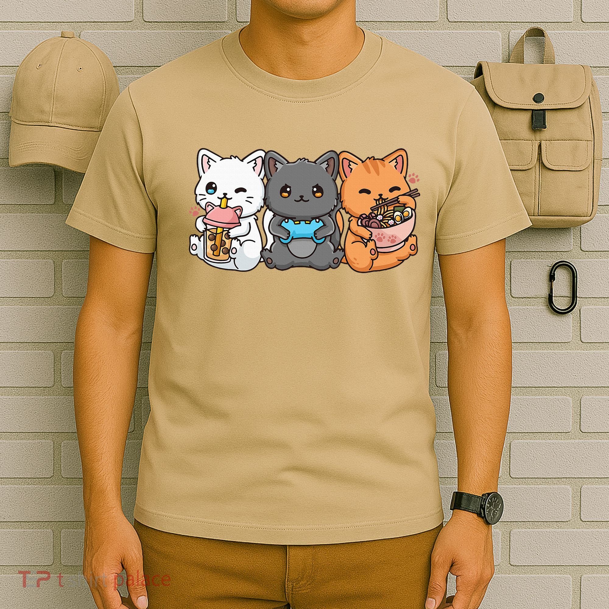 Anime Boba Tea Bubble Tea Gaming Gamer Ramen Cat T-Shirt