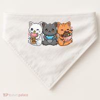 Anime Boba Tea Bubble Tea Gaming Gamer Ramen Cat USA-Made Doggie Bandana thumb 0