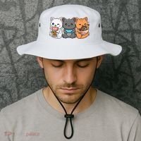 Anime Boba Tea Bubble Tea Gaming Gamer Ramen Cat Bucket Hat thumb 2