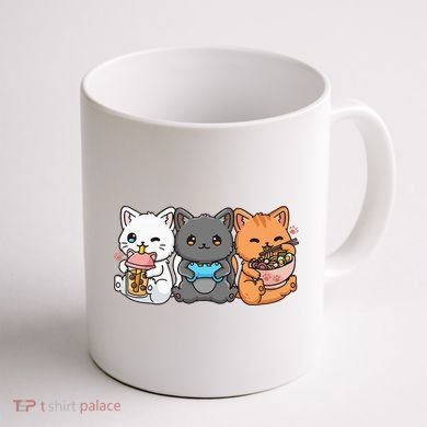 Anime Boba Tea Bubble Tea Gaming Gamer Ramen Cat Coffee Mug back