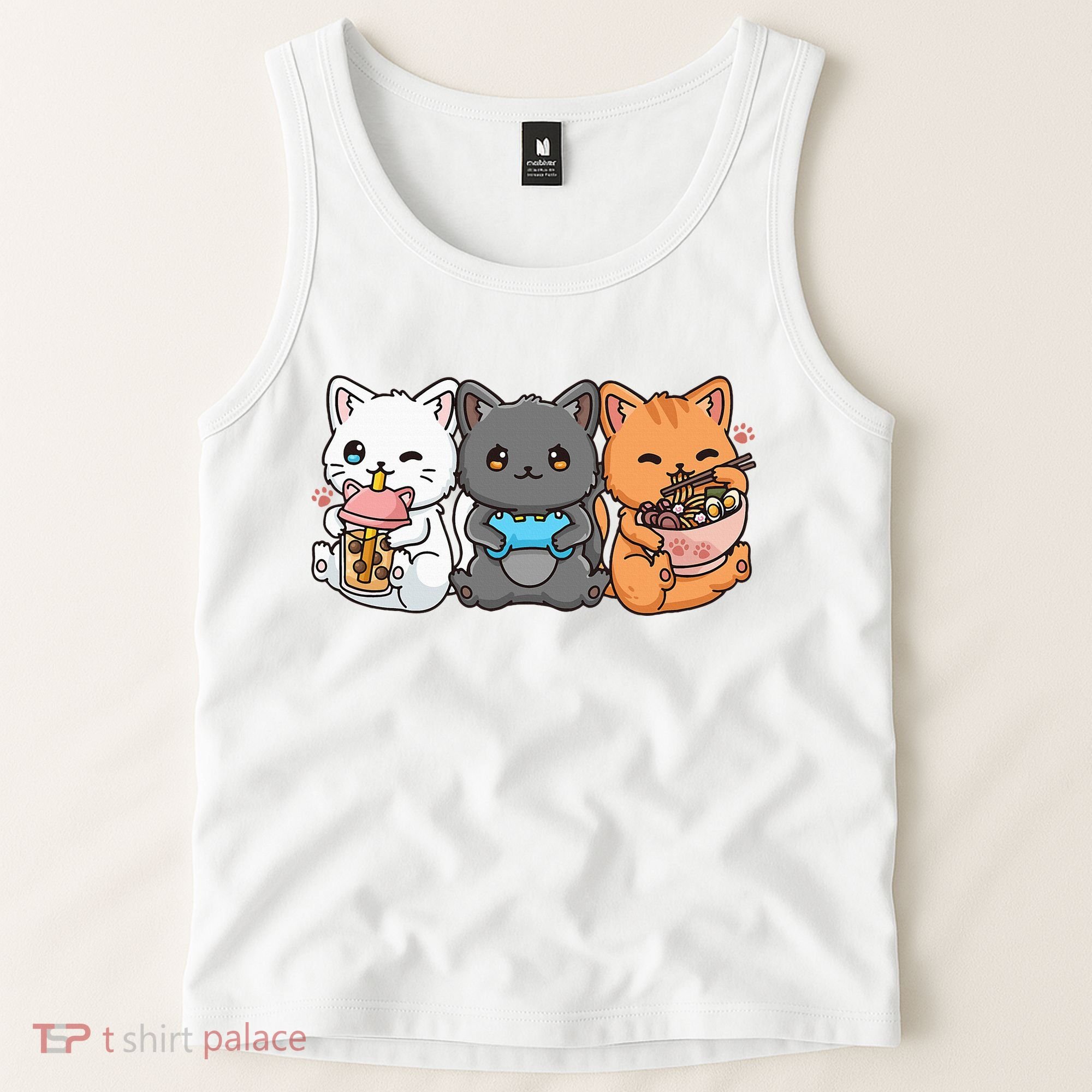 Anime Boba Tea Bubble Tea Gaming Gamer Ramen Cat Tank Top