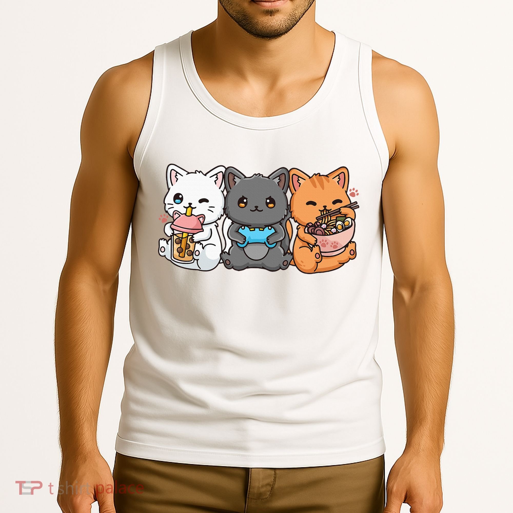 Anime Boba Tea Bubble Tea Gaming Gamer Ramen Cat Tank Top