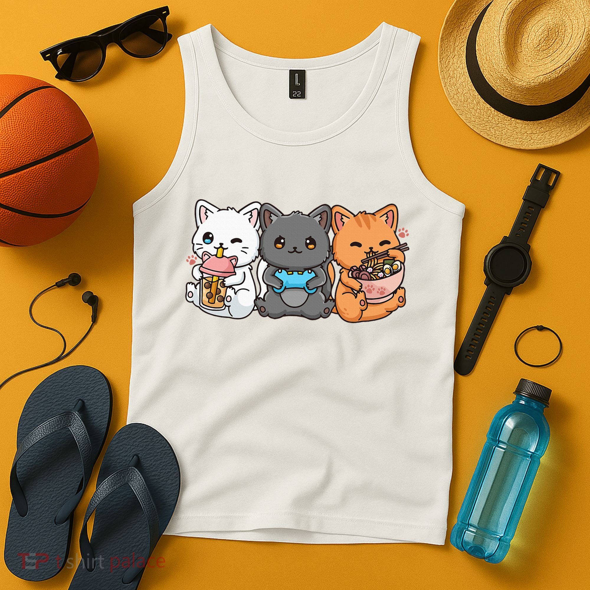 Anime Boba Tea Bubble Tea Gaming Gamer Ramen Cat Tank Top