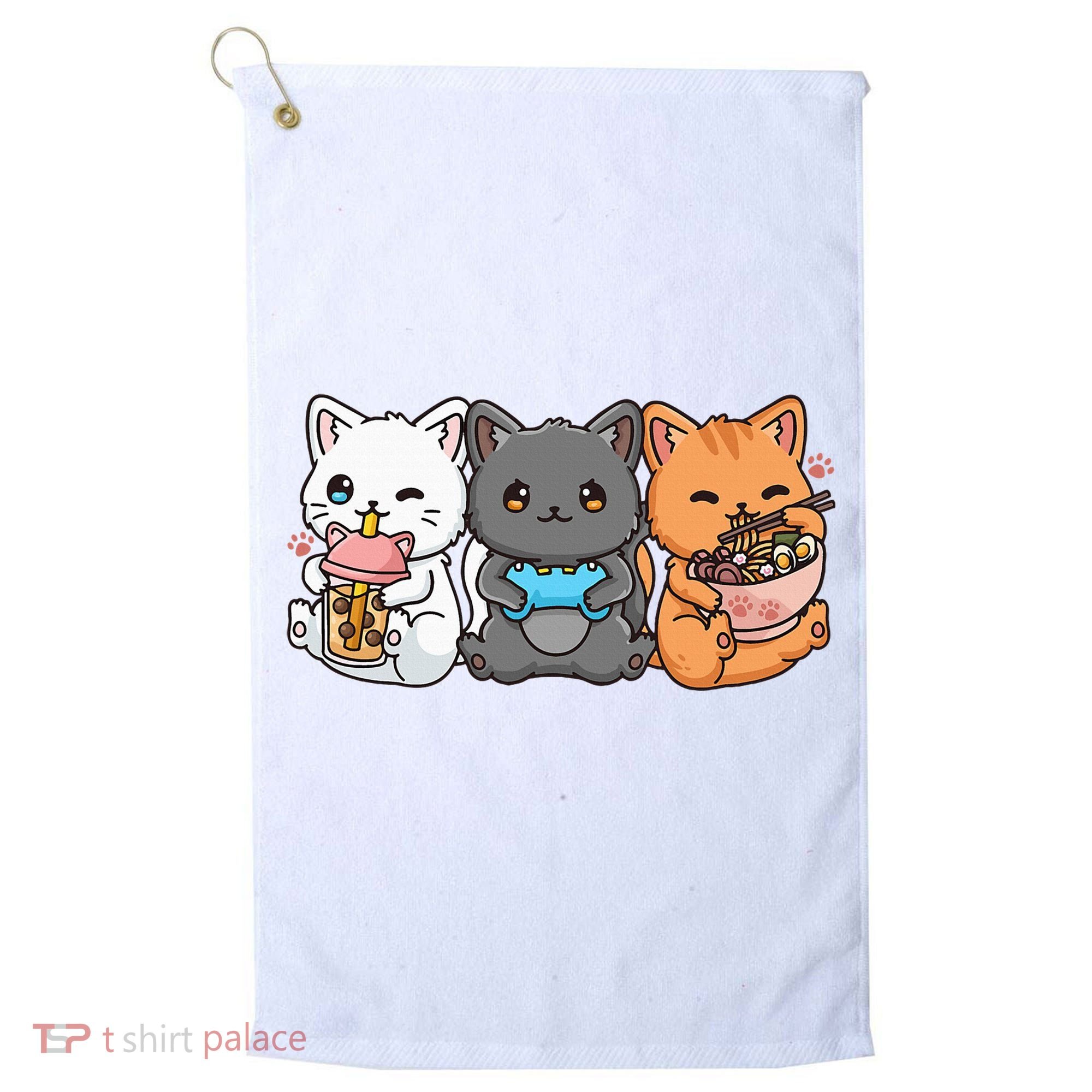 Anime Boba Tea Bubble Tea Gaming Gamer Ramen Cat Golf Towel