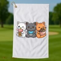 Anime Boba Tea Bubble Tea Gaming Gamer Ramen Cat Golf Towel thumb 1