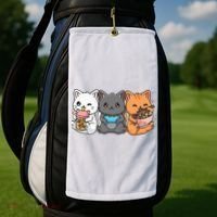 Anime Boba Tea Bubble Tea Gaming Gamer Ramen Cat Golf Towel thumb 2
