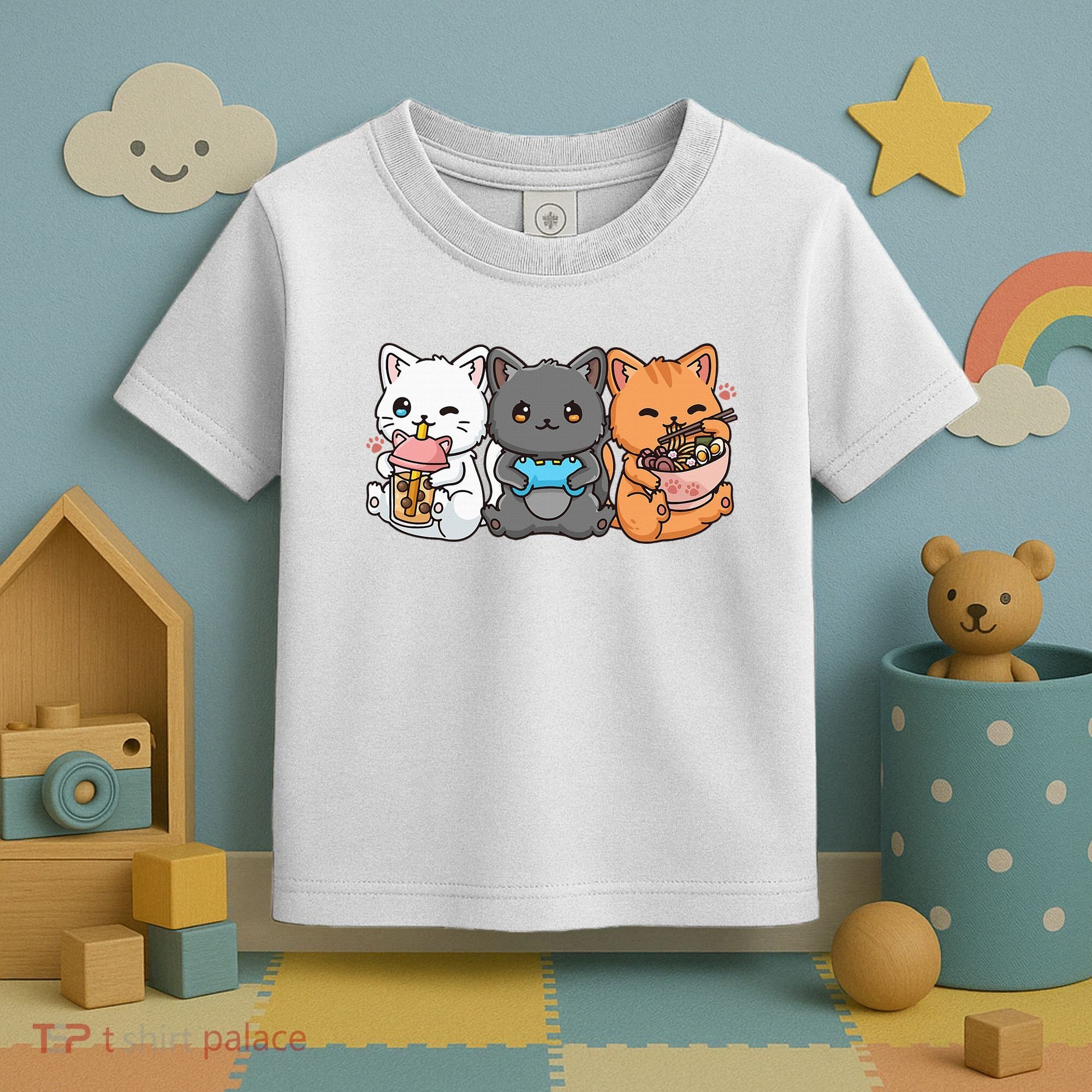 Anime Boba Tea Bubble Tea Gaming Gamer Ramen Cat Toddler T-Shirt