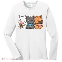 Anime Boba Tea Bubble Tea Gaming Gamer Ramen Cat Women's Long Sleeve Shirt thumb 0