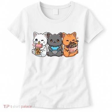 Anime Boba Tea Bubble Tea Gaming Gamer Ramen Cat Women's T-Shirt