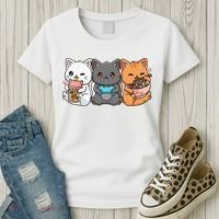 Anime Boba Tea Bubble Tea Gaming Gamer Ramen Cat Women's T-Shirt thumb 3