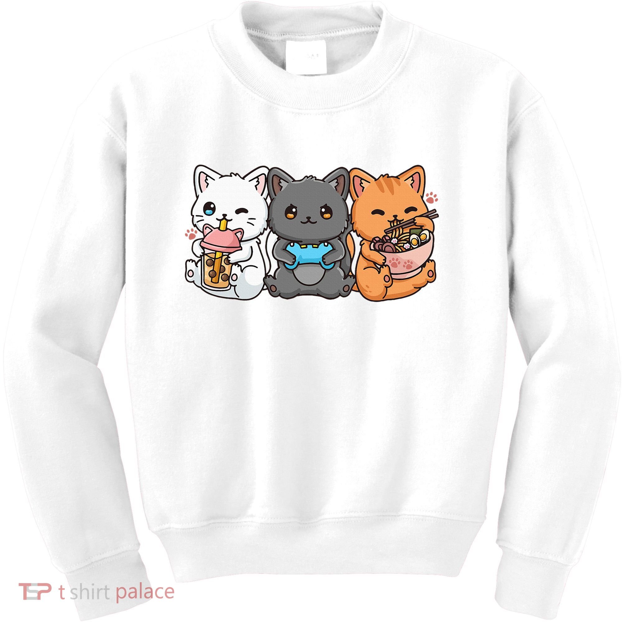 Anime Boba Tea Bubble Tea Gaming Gamer Ramen Cat Kids Sweatshirt