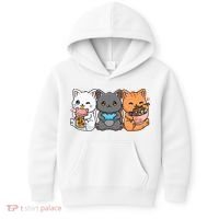 Anime Boba Tea Bubble Tea Gaming Gamer Ramen Cat Kids Hoodie thumb 0