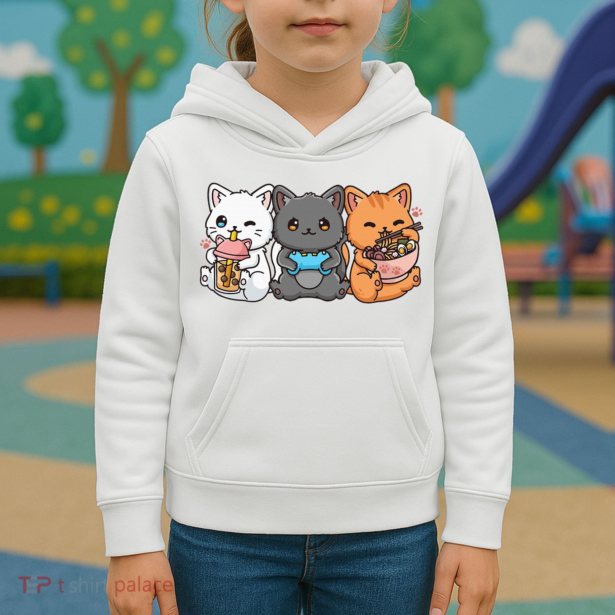 Anime Boba Tea Bubble Tea Gaming Gamer Ramen Cat Kids Hoodie