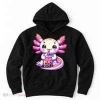 Axolotl Boba Tea Bubble Tea Anime Cute Kawaii Axolotl Hoodie thumb 0
