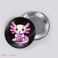 Axolotl Boba Tea Bubble Tea Anime Cute Kawaii Axolotl Button thumb 0