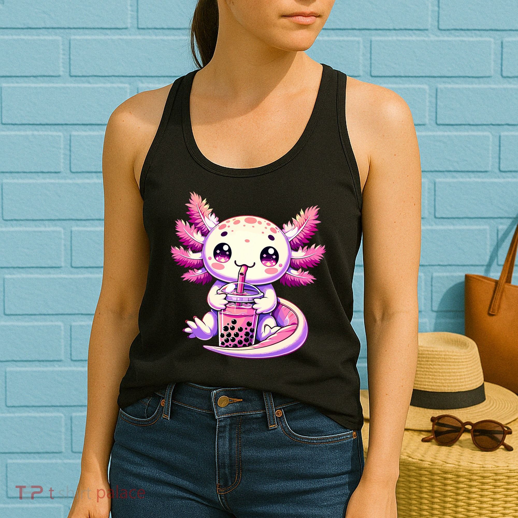 Axolotl Boba Tea Bubble Tea Anime Cute Kawaii Axolotl Women's Tank Top