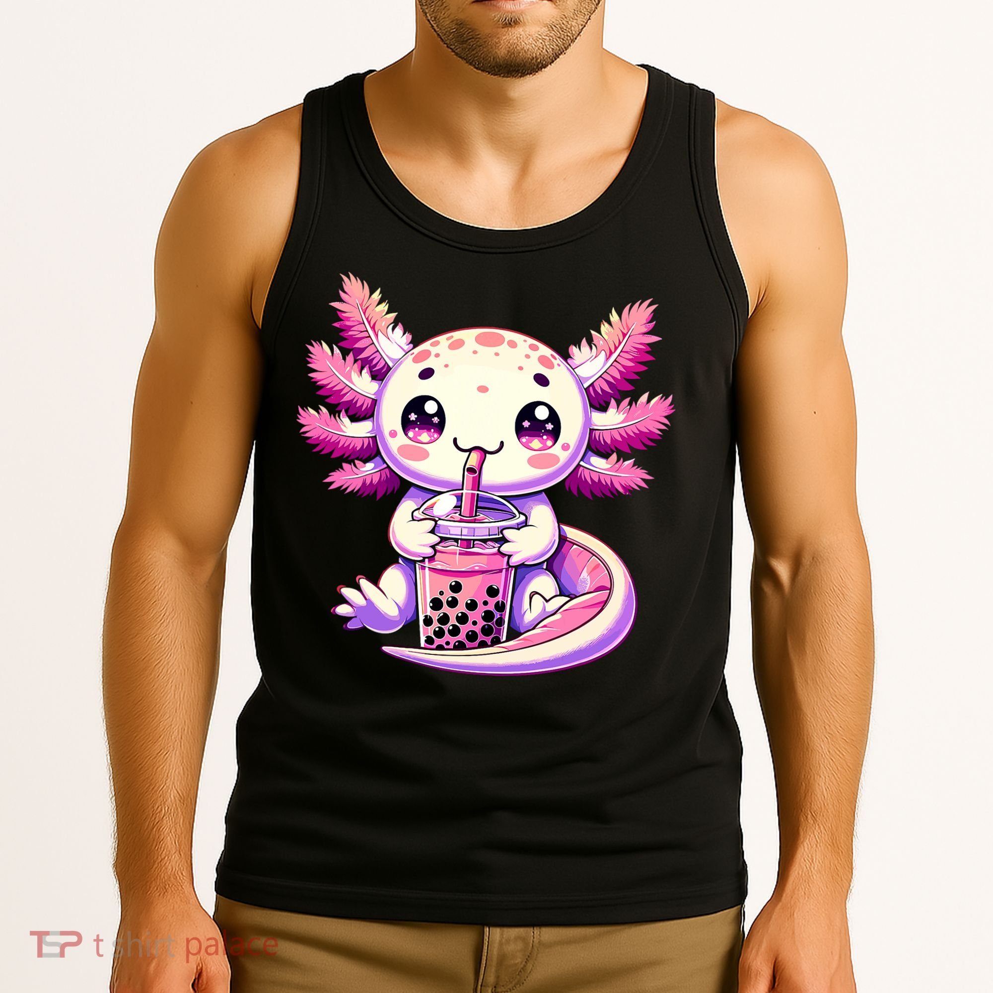 Axolotl Boba Tea Bubble Tea Anime Cute Kawaii Axolotl Tank Top