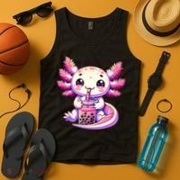 Axolotl Boba Tea Bubble Tea Anime Cute Kawaii Axolotl Tank Top thumb 4