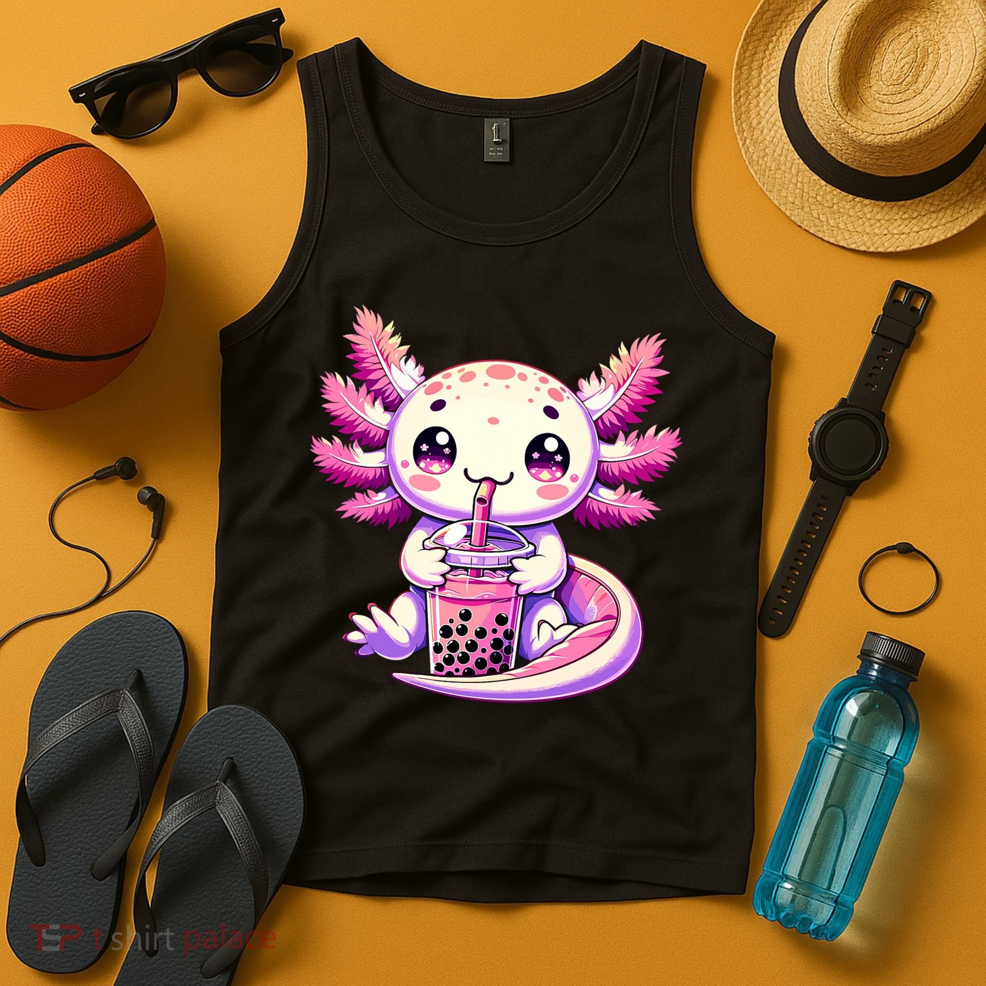 Axolotl Boba Tea Bubble Tea Anime Cute Kawaii Axolotl Tank Top