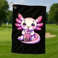 Axolotl Boba Tea Bubble Tea Anime Cute Kawaii Axolotl Golf Towel thumb 1